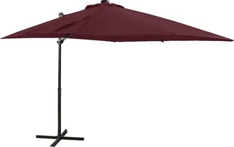 vidaXL Sombrilla Jard&iacute;n Voladiza Palo Y Luces Led Rojo Burdeos 250 Cm Vidaxl