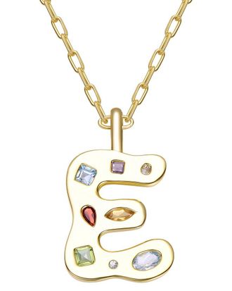 Genevive 14K Plated Cz Alphabetical Necklace
