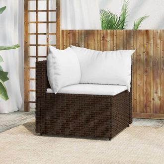 vidaXL Divano Angolare da Giardino con Cuscini in Polyrattan Marrone - Vidaxl