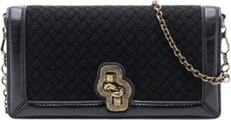 Bottega Veneta Pre-owned Cross Body Bags, female, Black, Size: ONE SIZE Pre-owned Knit Crossbody Bag