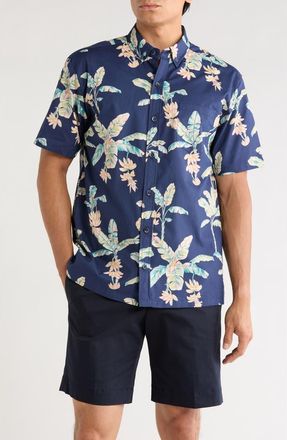 Kahala Banana Blossoms Cotton Button-Down Shirt in Navy at Nordstrom, Size Xx-Large
