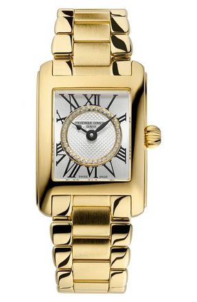 Frederique Constant Carr&eacute;e Diamond Dial Bracelet Watch, 23mm x 21mm in Gold-Tone at Nordstrom