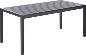 Beliani Mesa De Comedor De Jard&iacute;n Para 6 Personas Aluminio Madera Pl&aacute;stica Negro 180 X 90 Cm Vernio
