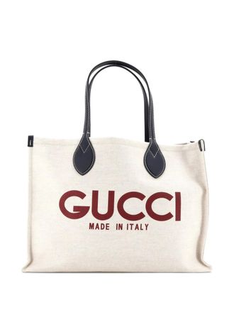 Gucci Logo Shopper Printed Canvas Medium tote bag - Beige