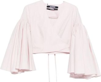 Jacquemus Pink Solid V Neck Top