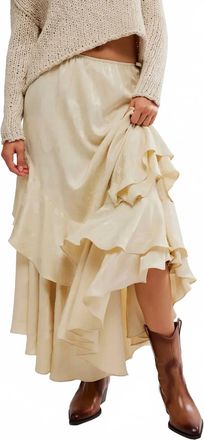 Free People Autumn Promenade Layered Ruffle Maxi Skirt In Beige