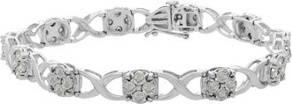 House of Brilliance Sterling Silver Rose-Cut Diamond Love Locks Link Bracelet