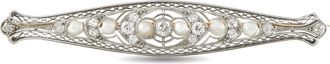 Luxury Bazaar Platinum and 14K Yellow Gold 0.60ct Diamond and Pearl Brooch MF13-070126