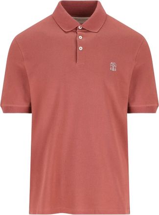 Brunello Cucinelli logo polo shirt - men - Cotton - S - Brown