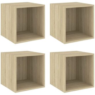 vidaXL Armario De Pared 4 Uds Madera Contrachapada Roble 37x37x37 Cm Vidaxl