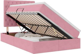 vidaXL Bed with Mattress with LED Pink 120 x 200 cm Velvet vidaXL