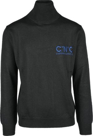 Costume National Black High-Neck Virgin Wool-Blend Sweater
