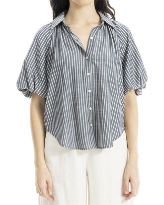 Max Studio Bubble Sleeve Button Front Shirt