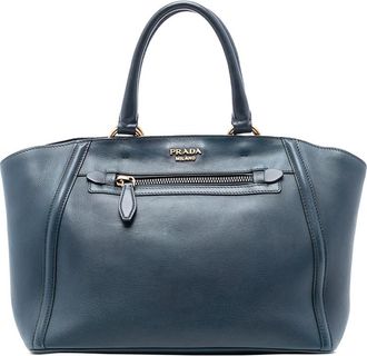 Prada Pre-owned Prada Large Visone City Calf Double Handle Shopping Tote 0LNRGNE30SXCF7MR