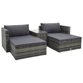 vidaXL Set De Muebles De Jard&iacute;n 5 Pzas Y Cojines Rat&aacute;n Sint&eacute;tico Gris Vidaxl