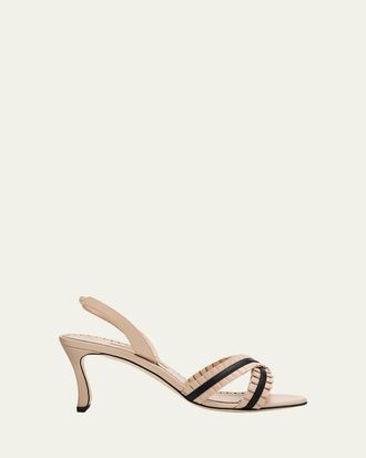Manolo Blahnik 70mm Volusan Leather Slingback Pumps