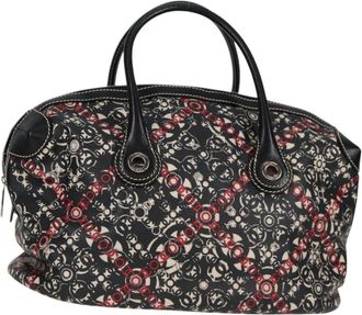 Chanel Optic Coco Bowler Bag Printed Coated Canvas With Caviar Black Pvc Bag (Pre-Owned)