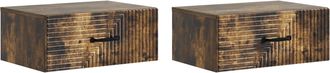 vidaXL Mesita De Noche De Pared 2 Uds. Roble Ahumado 49 X 34,5 X 20 Cm Vidaxl