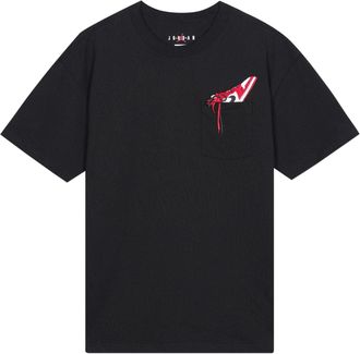 Nike Jordan Mens Air Jordan 1 Pocket Shoes Embroidered Round Neck Short Sleeve Black T-Shirt DO1928-010