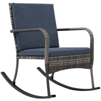 vidaXL Silla Mecedora Para Jard&iacute;n De Rat&aacute;n Sint&eacute;tico Gris Antracita Vidaxl