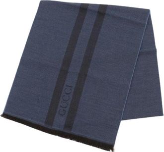 Gucci Pre-owned Shawl - Heren - Vintage Accessoires - Blauw - ONE Size - Wol - Vintage