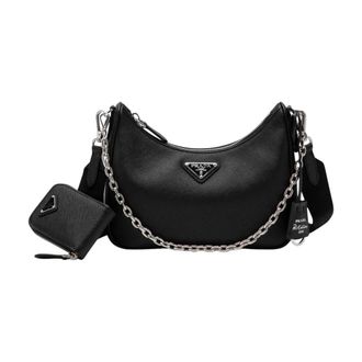 Prada Re-Edition 2005 Saffiano Schoudertas - Dames - Tassen - Zwart - Maat: ONE Size Leer