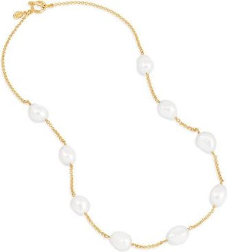 Dower & Hall White Baroque Pearl Chain Necklace in Yellow Gold Vermeil at Nordstrom, Size 18