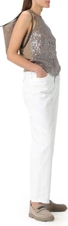 Brunello Cucinelli High-Rise Cotton Denim Trousers - White
