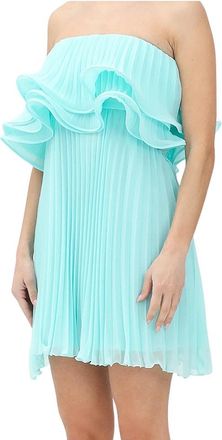 Simona Corsellini Light Blue Polyester Pleated Mini Dress