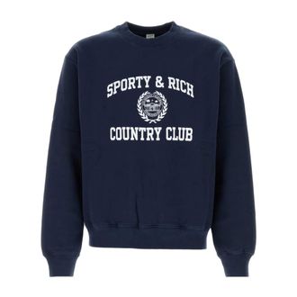 Sporty & Rich Sweatshirts, male, Blue, Size: XS Cotton Sweatshirt