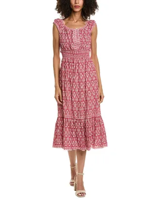 Max Studio Cap Sleeve Tiered Midi Dress