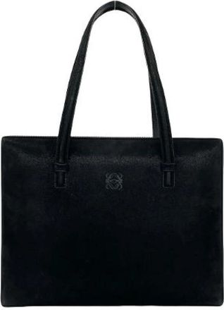 Loewe Pre-owned Anagram Su&egrave;de Handtas - Dames - Vintage Shopper - Zwart - ONE Size - Su&egrave;de - Vintage