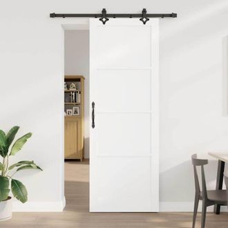vidaXL Vidaxl - Juego De Puerta Corredera Manual Blanco Y Negro 83 X 232 Cm