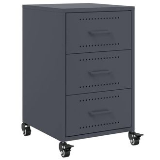 Berkfield Home Bedside Cabinet Anthracite 36x39x59 cm Steel in Charcoal | Size: 36 x 39 x 59 cm
