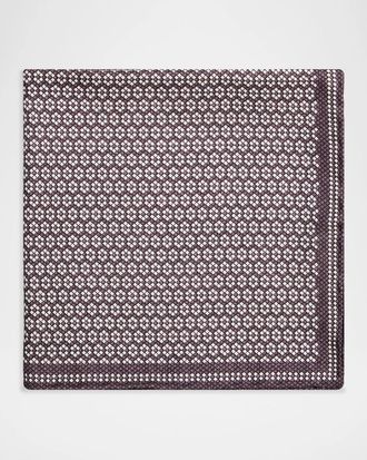 Brunello Cucinelli Men & apos;s Micro-Hexagon Silk Pocket Square