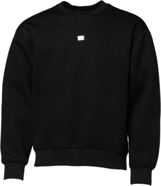 Dolce & Gabbana Black Modal DG Logo Plaque Pullover Mens Sweater (Pre-Owned)