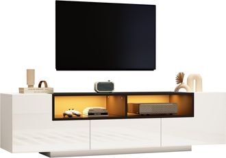 STILVORA Mueble Tv Con 2 Puertas En L, 1 Caj&oacute;n Y 2 Huecos, Led, Frente Brillante, Para Sal&oacute;n, En Aglomerado, 180 &times; 40 &times; 48 Cm