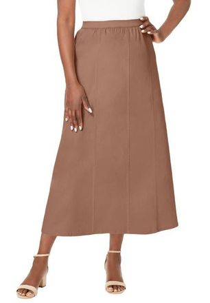Jessica London Stretch Denim Jegging Skirt in Creamy Mocha at Nordstrom, Size 32