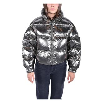 Michael Kors Jassen, Dames, Grijs, S, Metallic Puffer Jas