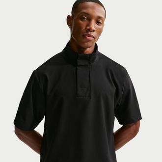 Nike Mens Tailored Performance Dri-FIT Loose Short-Sleeve Golf Windshirt in Black | IM8625-010