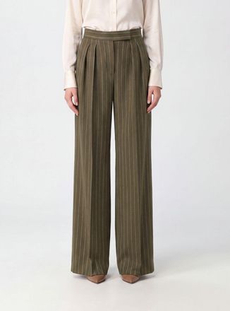 Max Mara Pantaloni palazzo Rio gessati in misto lana a vita alta