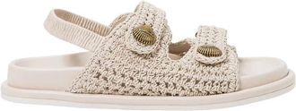 Twinset Crochet Sandal - Dames - Sandalen - Beige - 38 EU - Leer - Schoenen