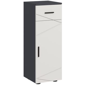 Kleankin Slim Bathroom Cabinet - Narrow Bathroom Storage Cabinet with Drawer - Door Cupboard - Adjustable Shelf and Soft Close Mechanism - Grey | TJ
