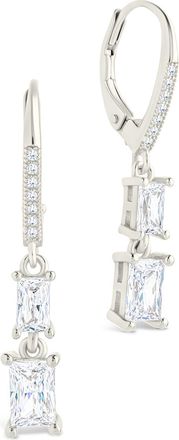 Sterling Forever Sterling Silver Eulalia Emerald Cut CZ French Clip Earrings