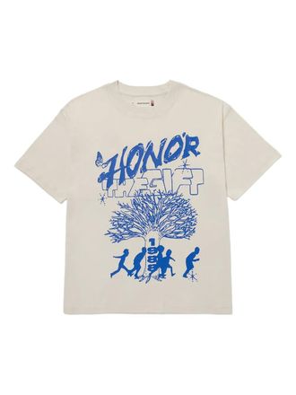 Honor The Gift Family Tree-print Beige T-shirt