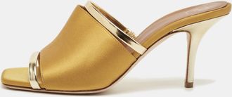 Malone Souliers Mastard/gold Leather And Satin Laney Slide Sandals