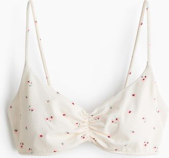 H&M Wattiertes Bikinitop - Cremefarben/Gebl&uuml;mt