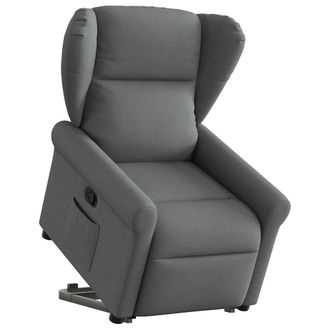 vidaXL Poltrona Alzapersona Reclinabile Grigio Scuro In Tessuto - Vidaxl