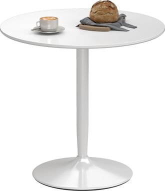 OEM Mesa De Comedor Redonda Mesa De Cocina Para 2 Personas Con Base De Acero Y Almohadilla Antideslizante &Oslash;80x75 Cm Blanco