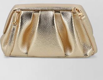 Themoir&egrave; clutch bag structured shape metallic finish pleated
